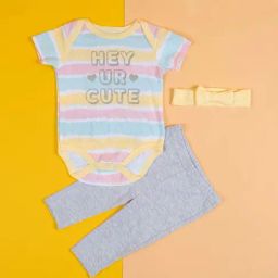 Baby Moo Kids Yellow & Grey Cotton Printed Bodysuit Set-image-21