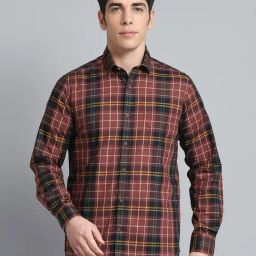 Monte Carlo Brown Cotton Regular Fit Checks Shirt-image-35
