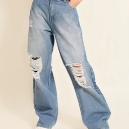 Bene Kleed Light Blue Cotton Distressed Jeans-picture-48