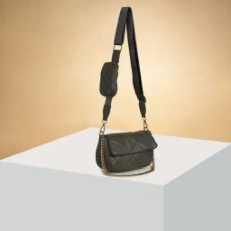 Forever Glam by Pantaloons Olive Textured Medium Sling Handbag with Pouch-63