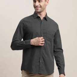 Turtle Black Cotton Slim Fit Printed Shirt-image-22