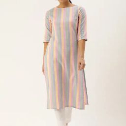 Shaily Multicolor Cotton Regular Fit Striped Kurta-picture-25