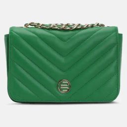 BAGATT Dark Green Leather Quilted Sling Handbag-2