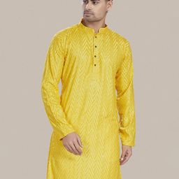 DIVISIVE Geometric Embroidered Sequins Mandarin Collar Straight Kurta-image-19