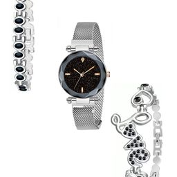 THE SHOPOHOLIC Girls Embellished Dial & Stainless Steel Bracelet Style Straps Watch-image-46