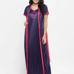 N-Gal Navy Embroidered Nighty With Robe-picture-47