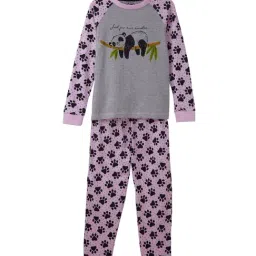 Cub McPaws Girls Night Dress | Full Sleeve T-shirt & Pyjama | 100% Cotton Kids Nightwear-image-95