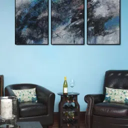 999store Grey & Blue Printed Sky Abstract Paintings - Set of 3-28