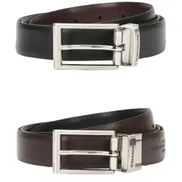 Peter England Black & Brown Solid Reversible Belt For Men-picture-46