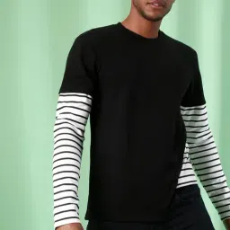 Campus Sutra Black & White Striped Sweatshirt-picture-34