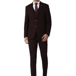 Van Heusen Maroon Slim Fit Self Pattern Three Piece Suit-image-54
