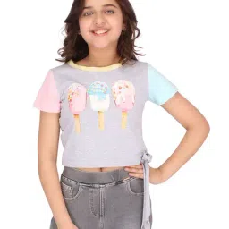 Cutecumber Kids Grey Printed Crop Top-image-14