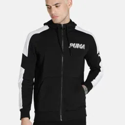Puma Black Cotton Slim Fit Hooded Jacket-picture-32