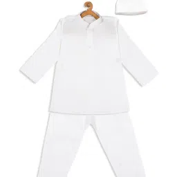 VASTRAMAY SISHU White Cotton Straight Fit Kurta Set-image-77