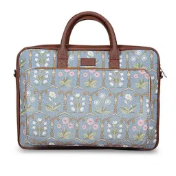 ZOUK Blue Printed Large 15 inch Laptop Bag-4