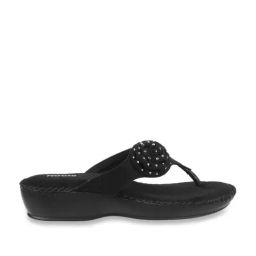 Mochi Women's Black Thong Wedges-image-87