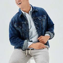 American Eagle Blue Cotton Regular Fit Denim Jacket-image-54