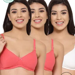 Inner Sense White & Pink Full Coverage T-Shirt Bra - Pack of 3-image-64
