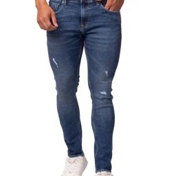 Spykar Mid Blue Tapered Fit Stretchable Jeans-image-61