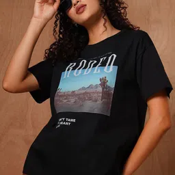 The Roadster Lifestyle Co Printed Cotton Oversized Tshirt-image-81