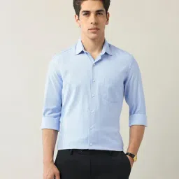 Arrow Blue Polyester Slim Fit Self Formal Shirt-image-89