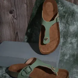 Mozafia Women's Green T-Strap Sandals-image-20