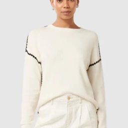 Forever New Porcelain/ Black Blended Relaxed Fit Sweater-image-62