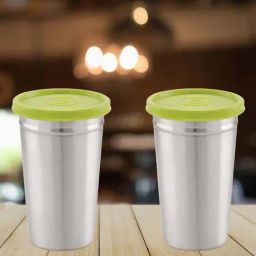 Magnus Silver Steel Easy Lock Airtight & Leakproof Tumbler Glass (0.7 L) - Set of 2-1