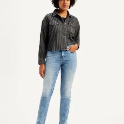 Levi's Blue Blended Solid Jeans-image-3