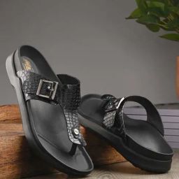 Hitz Men's Black T-Strap Sandals-image-73