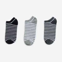 WES Lounge by Westside Grey Striped Socks - Pack of 3-44