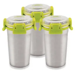 Magnus Silver Stainless Steel Airtight & Leakproof Glass With Lid (0.35 L) - Set of 3-23