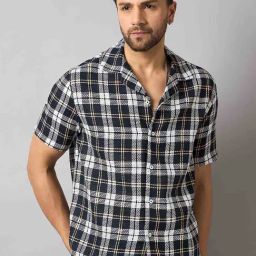Club York Navy Regular Fit Checks Shirt-image-88