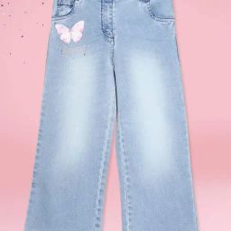 Cutecumber Girls Blue Embellished Regular Fit Jeans-picture-36