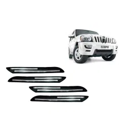 Auto Pearl Plastic & Silver Plated Car Bumper Guard for Mahindra Scorpio AH61 Black/Silver (Pack of 4 Pcs)-image-11