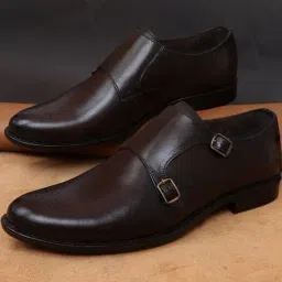 Zoom Shoes Men's Brown Monk Shoes-image-68