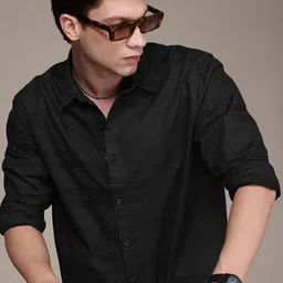 WROGN Comfort Self Striped Pure Cotton Casual Shirt-image-79