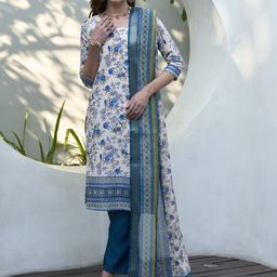 FLAVICA Women Floral Printed Kurta with Trouser & Dupatta-image-102