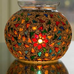 Homesake Multicoloured Self Design Persian Mosaic Flower Handcrafted Table Lamp-39