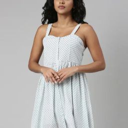 SHOWOFF Sea Green Printed Fit & Flare Dress-picture-18