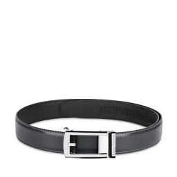 Louis Stitch Black Grey Leather Solid Belt-image-70
