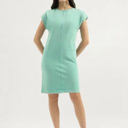 United Colors of Benetton Green Solid Shift Dress-image-63