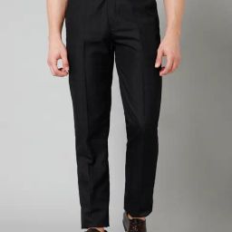 Cantabil Black Regular Fit Flat Front Trousers-image-33