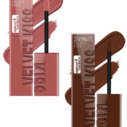 Ramp Walk Velvet Kiss Set Of 2 Liquid Lipstick - 3.5 ml Each - Nude - Dark Brown-image-29