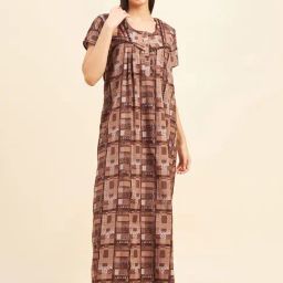 Sweet Dreams Brown Printed Nighty-image-103