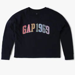 GAP Girls Navy Cotton Embroidered T-Shirt-image-82