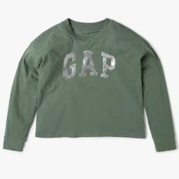 GAP Girls Green Cotton Embellished T-Shirt-image-36