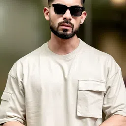 Maniac Men Solid Round Neck Cotton Oversized T-shirt-image-20