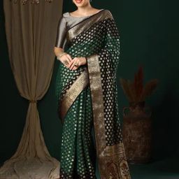 Saree Mall Green Woven Sarees With Unstitched Blouse-picture-44