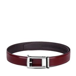 Louis Stitch Wine Leather Solid Belt-image-71